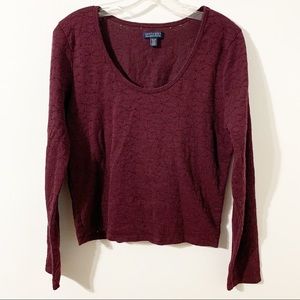 American Eagle Outfitters Soft & Sexy Embroidered Floral Eyelet Long Sleeve Tee